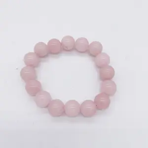 Натуральные бусины из розового кварца, 12 мм, эластичный растягивающийся браслет с энергетическим камнем