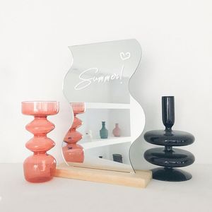 Home Decor Korea Ins Niche Design Irregular <b>Desktop</b> <b>Wooden</b> <b>Desktop</b> Makeup Mirror - Product Image 1