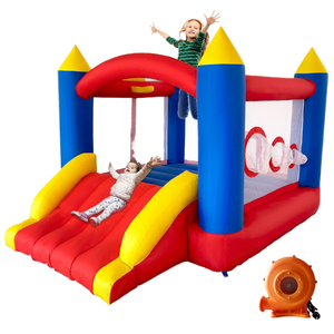 Château gonflable avec toboggan pour enfants, rouge, bleu, jaune, PVC - Product Image 1