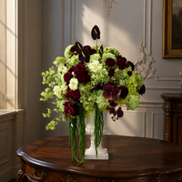 Boule de fleurs artificielles moderne, nouvelle, verte et bordeaux, pour centre de table de mariage, arrangement floral, décoration de vitrine et de scène