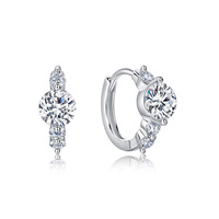 Boucles d'oreilles créoles en moissanite, argent sterling 925, rondes 5 mm 2,3 mm, couleur D VVS1, 3 couleurs, bijoux pour femmes