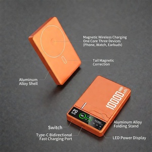 Batterie externe numérique 10000 mAh magnétique ultra-mince avec support, charge sans fil pour montre connectée, écouteurs, téléphone, tablette, charge rapide, voyage - Product Image 6