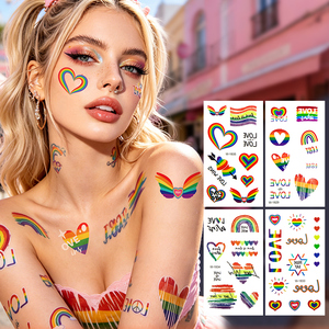 Autocollants de <span class=keywords><strong>tatouage</strong></span> <span class=keywords><strong>temporaire</strong></span> personnalisés style Y2K Ailes Arc-en-ciel <span class=keywords><strong>Mois</strong></span> de la fierté colorés non toxiques à transfert d'eau pour le visage et les festivals de musique - Product Image 2