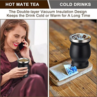 DAJI HYDRO 4oz 8oz Tasse à thé Yerba Mate en acier inoxydable isolée à double paroi avec paille Bombilla Tasse Yerba Mate Gobelet à poignée