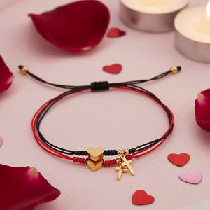 ชุดกำไลข้อมือจี้รูปหัวใจและไม้กางเขนชุบทองปรับขนาดได้ ของขวัญวันวาเลนไทน์สำหรับคู่รัก Go2boho - Product Image 4