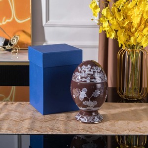 Egg-Shaped Ceramic <b>Jar</b> Elegant Floral Pattern Microwave Safe <b>Large</b> Capacity Eco-Friendly Food Storage Container Kitchen - Product Image 4