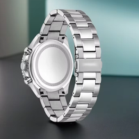 Desain Fashion Jam Tangan Quartz Sport Stainless Steel Dial Oranye Tiga Mata dengan Bezel Putar Hitam HB Montre De Luxe