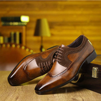 Chaussures habillées Oxford pour hommes en cuir véritable à bout pointu - Respirantes, à lacets, pour le bureau et les mariages