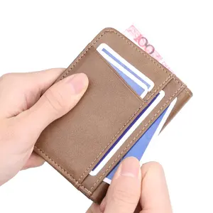 Men fashion custom wallets for online market minimalist pu leather card holder for man male black brown coffee