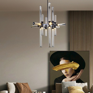 Nueva llegada creativa lámpara Simple sala de estar dormitorio nórdico moderno vidrio tubo de metal luz colgante - Product Image 2