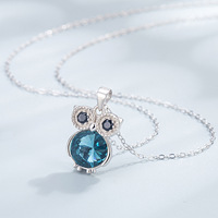 Juego de Joyería de Plata de Ley S925 con Búho y Cristales Austríacos, Collar y Aretes para Mujer, Fabricante SPJ