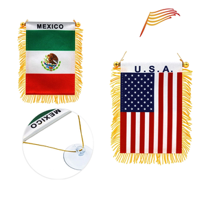 États-unis Canada mexique pour la coupe du monde drapeau en satin imprimé numérique Mini drapeau avec rétroviseur de voiture ventouse pendentif gland pour - Product Image 5