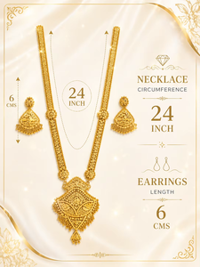 R.K.FASHION ACCESSORIES Limited Ensemble d'accessoires de mode faits à la main en métal plaqué or, collier long et boucles d'oreilles, origine Bengale occidental - Product Image 2