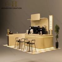 Meubles de comptoir de café boutique, nouveau design, table basse en bois et bar pour kiosque à bubble tea