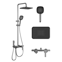 Ensemble de robinetterie de douche à effet pluie avec commande à bouton rotatif 4 fonctions, design personnalisé haut de gamme, avec douchette à main pour salle de bain de villa de luxe
