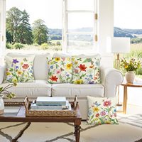 Housse de coussin à fleurs vintage à ressort, 4 pièces, motif de papillon et de fleurs colorées, adaptée à la décoration de la terrasse à domicile