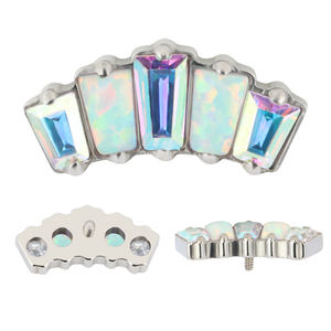 ASTM F136 titanio 4 oblongo CZ Blaze Set curva superior 16G internamente roscado Labret pendiente - Product Image 6