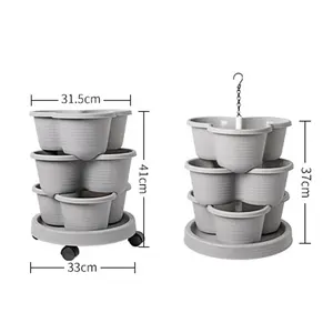 Maceta apilable de plástico barata, maceta de jardín vertical, macetas apilables para plantas - Product Image 3