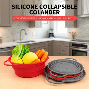 Collapsible Colander Silicone Kitchen Strainer 2 in 1 Foldable Fruit Basket Vegetable <b>Washing</b> <b>Bowl</b> Sink Sieve for Home Cooking - Product Image 1