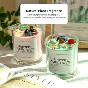 Velas Aromáticas de Cera de Soja Hechas a Mano con Cristales, Mecha de Madera y Flores Secas de Colores para el Hogar, Venta al Por Mayor de Fábrica - Product Image 4