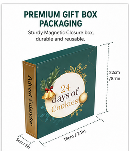 Caja de Calendario de Adviento Navideño Verde Personalizada de 24 Días, en Forma de Libro, de Cartón Rígido, Caja Sorpresa, Embalaje Misterioso, Regalo al por Mayor - Product Image 4