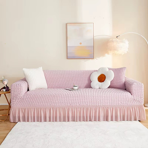 Housse de canapé gaufrée avec jupe à volants pour salon, housse de canapé matelassée douce à couverture intégrale, décoration intérieure - Product Image 4