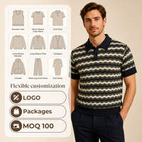 Pull en maille à col polo pour homme avec logo personnalisé, style preppy sport old money, 100% coton biologique OCS