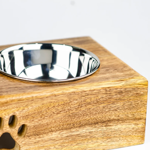 Handcrafted Natural Wood Modern Engraved Design Movable & Disassembled Pet Food <b>Bowl</b> Dog & Cat Lover Gift - Product Image 6