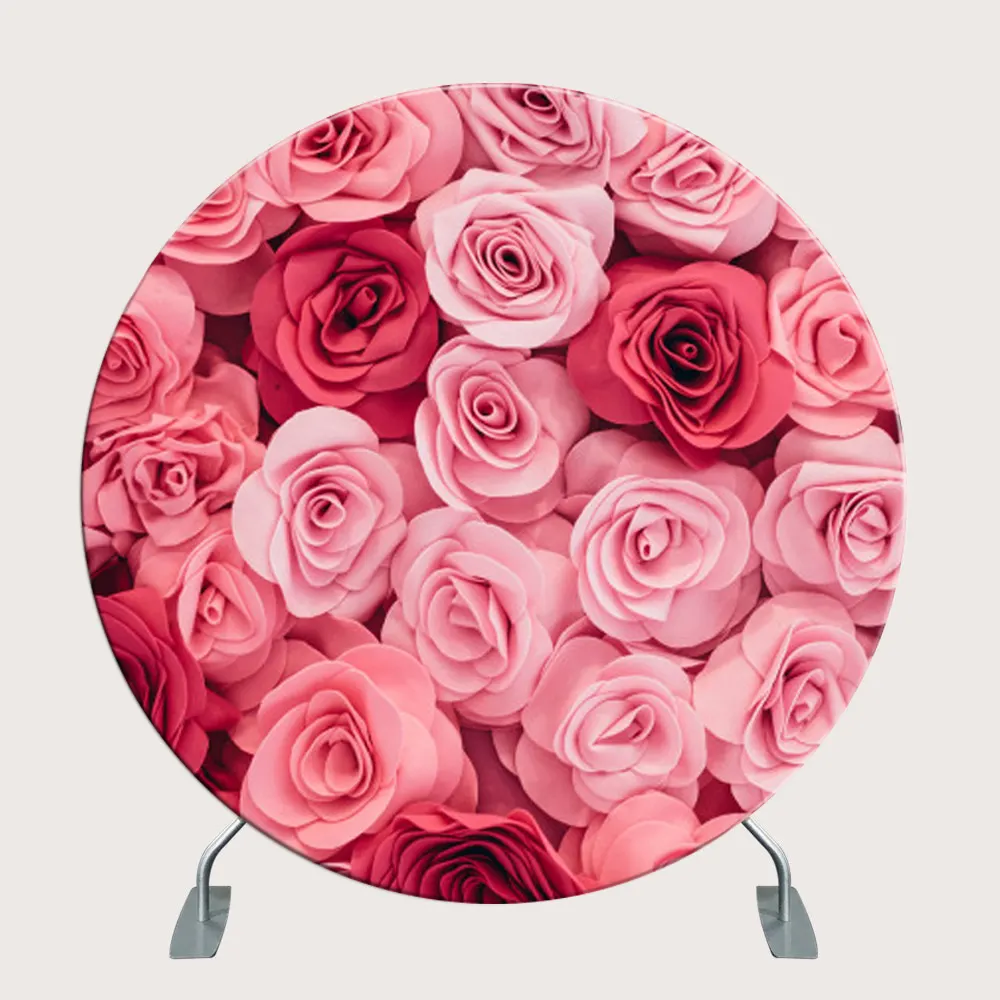 Round Backdrop Stand Customized 6.6ft Full Color Tension Fabric Double Sides Round Wedding Circle Backdrop Display Stand