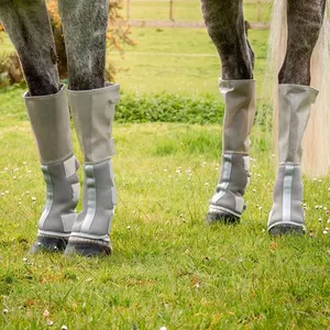 Bota de malla de PVC con tela suave, protección de mallas de caballo, botas de mosca de caballo con logotipo personalizado