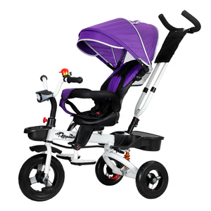 Kiddie-<span class=keywords><strong>triciclo</strong></span> de plástico 4 en 1 con ruedas de titanio para bebé, <span class=keywords><strong>asiento</strong></span> giratorio <span class=keywords><strong>reclinable</strong></span> con luces de colores y caja de música - Product Image 1