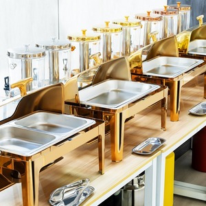 Sıcak Yemek Sunumları için Paslanmaz Çelik Servis Tepsileri Büfe Seti, Otel ve Restoran Malzemeleri için Yiyecek Isıtıcı Mutfak Eşyaları - Product Image 1