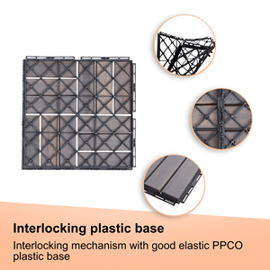 DB 10 PCS Carreaux de pont à emboîtement en bois dur d'acacia carré gris clair 12 \ "X 12 \" motif de damier pour patio extérieur et aménagement paysager - Product Image 4