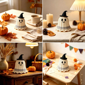 Exclusivité transfrontalière pour la décoration d'Halloween : Fantôme au chapeau noir, visage souriant mignon, ornement en plastique fait main, fabriqué en Chine - Product Image 3