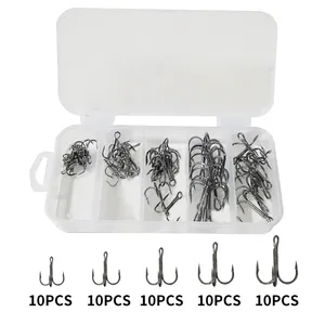 Ushazer 50 pz/set amo da pesca in acciaio ad alto tenore di carbonio amo spinato <span class=keywords><strong>2</strong></span> #4 #6 #8 #10 # ami alti per esche da pesca pesce gatto esca - Product Image 4
