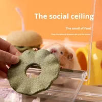 Mainan Kunyah Hamster Tafit Natural Grass Powder Desain Burger 3 Lapis yang Dapat Dilepas untuk Kesenangan Menggigit, Perlengkapan Hewan Peliharaan Kecil, Mainan untuk Anak Hewan yang Sedang Tumbuh Gigi