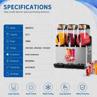 Machine à slush commerciale 3 réservoirs 12L x 3, machine à boissons glacées avec écran LED 1000W, machine à slush en acier inoxydable pour café