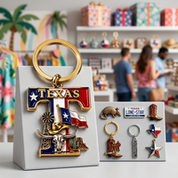 Nouveau porte-clés chapeau de cowboy Western Longhorn, souvenir de l'État du Texas, États-Unis, en métal émaillé 3D, personnalisé avec lettres alphabétiques du Texas