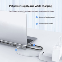 Station d'accueil 12 en 1, double port, Ethernet Gigabit, support pour ordinateur portable, hub d'extension multifonction Type C