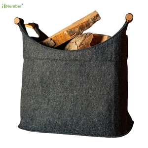 Échantillon gratuit panier en bois de feutre pour bois de chauffage grand <span class=keywords><strong>40</strong></span> L poignées en bois chêne debout de manière fiable panier personnalisé sac en feutre recyclé - Product Image 4