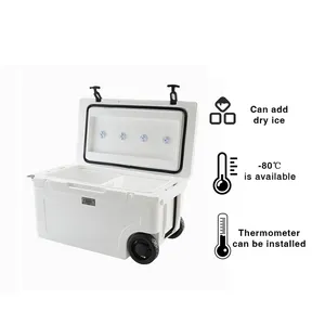 Large Heavy Duty Insulation Marine White 55L Rotomolded Coolers on Wheels