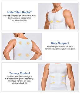Ginecomastia camicia di compressione <span class=keywords><strong>uomo</strong></span> snellente <span class=keywords><strong>canottiera</strong></span> per <span class=keywords><strong>uomo</strong></span> Shapewear corpo Shaper compressione canotta - Product Image 2