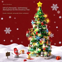 Ensemble de construction de blocs nano créatifs éducatifs ABS de 800 pièces sur le thème de Noël, arbre de Noël, jouet de construction en boîte