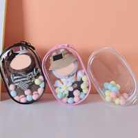 Étui de protection simple pour poupée en vinyle de 18 cm, sac transparent en PVC pour poupée avec fermeture éclair colorée, pochette portable pour poupée en peluche
