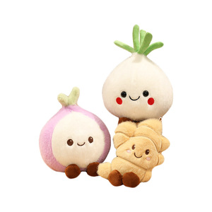 Peluche all'ingrosso a forma di verdure dei cartoni animati: adorabili cuscini in peluche a forma di <span class=keywords><strong>aglio</strong></span>, zenzero e cipolla, simpatici giocattoli in peluche a forma di verdura per il comfort - Product Image 1
