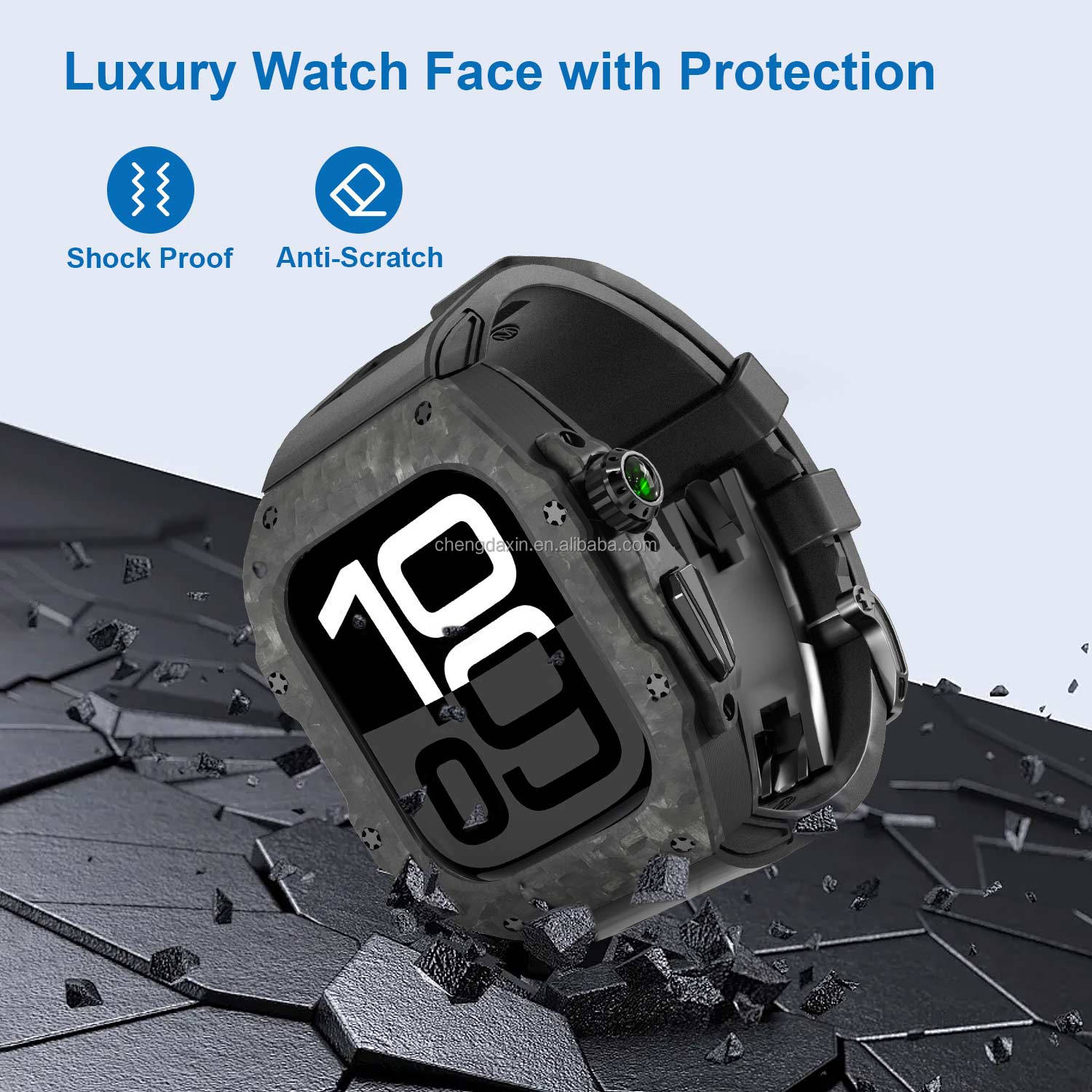<strong>2025</strong> New Design Carbon Fiber <strong>Watch</strong> Case Fluororubber Band Strap Mod Kit for <strong>Apple</strong> <strong>Watch</strong> 42 44 45 46 Ultra 49MM Series 10 9 8 7 6