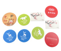 Grosir lingkaran RFID pasif 13.56mhz Tag/stiker/label untuk manajemen aset label NFC RFID UID dapat diubah untuk ponsel