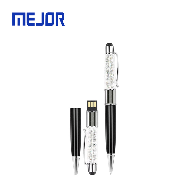 Promotion Crystal USB 2.0 16GB Waterproof Custom Logo Stylus Pen 3-in-1 Premium Gift USB Flash Drive
