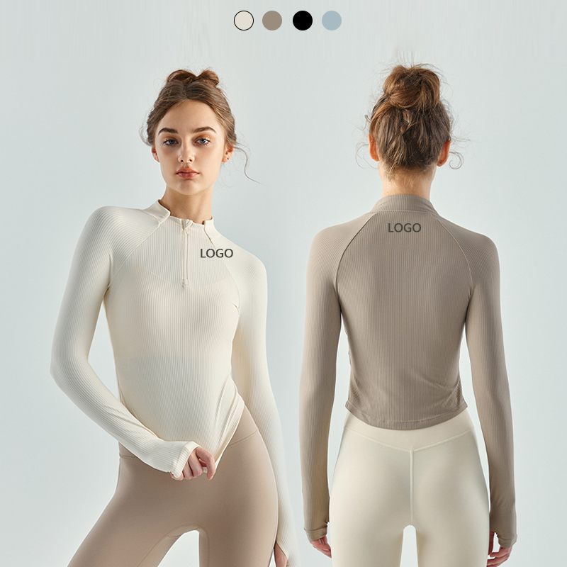 XW-DSL639 New Yoga Clothing Long-Sleeved 78% Nylon Slim Collar Half-Zipper Sports Thin Section Quick-Drying Fitness Sportswear