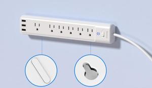Bande d'alimentation à une rangée de protection contre la foudre <span class=keywords><strong>et</strong></span> les surtensions aux États-Unis avec prise à 6 positions <span class=keywords><strong>et</strong></span> 3 ports USB Prise domestique américaine - Product Image 3